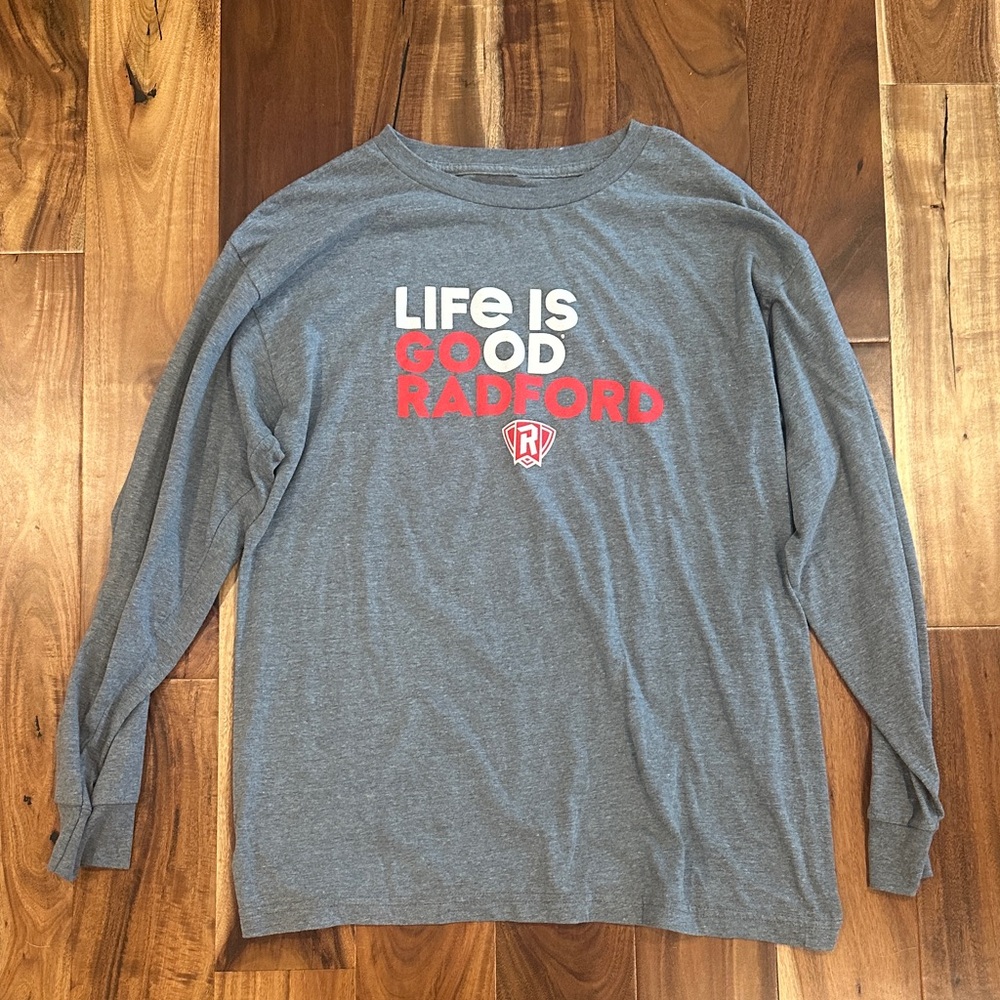 Women’s Radford University Life Is Good Go Radford Gray Long Sleeve Shirt